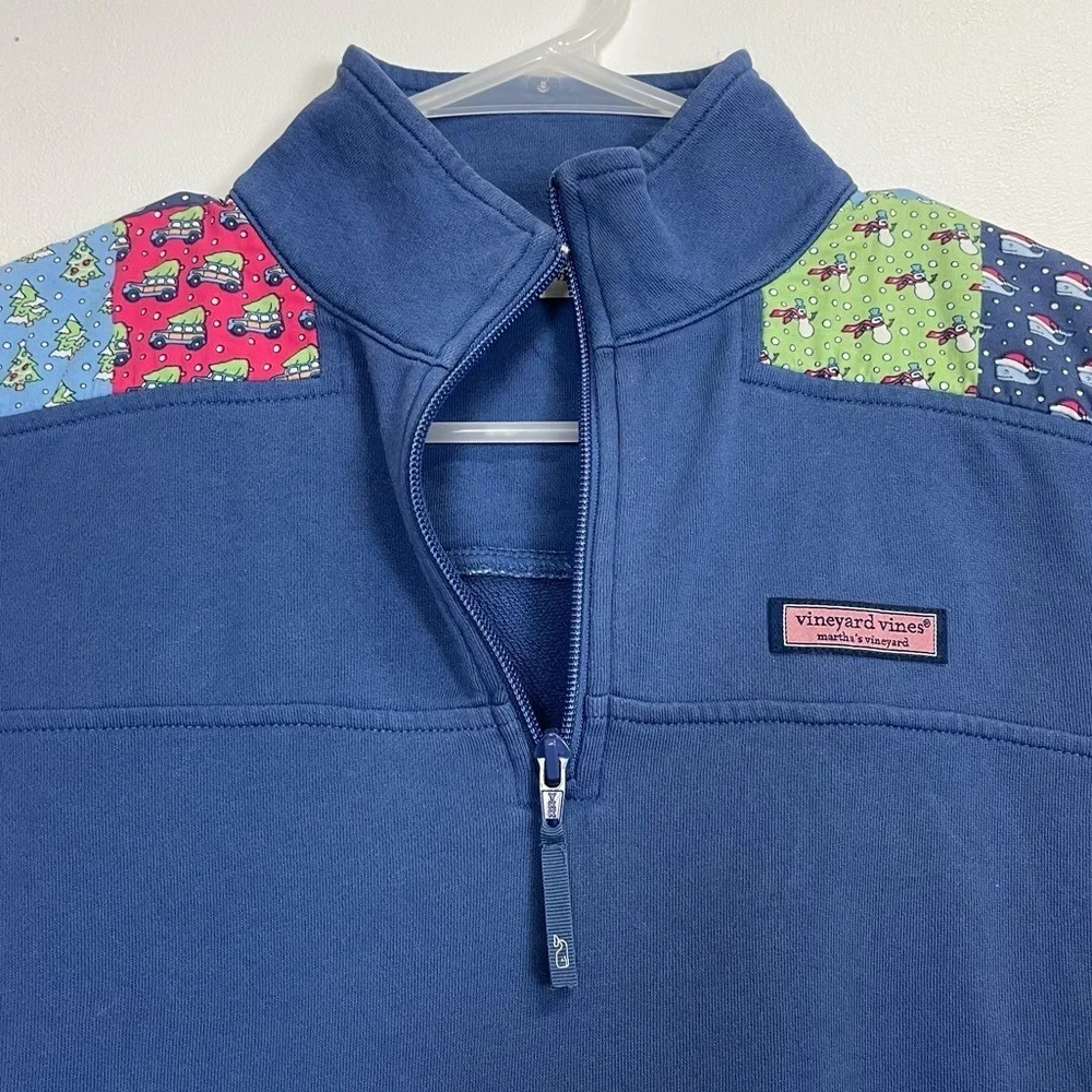Vineyard Vines Sweatshirt Womens XS Blue Christmas Holiday Shep Shirt Pullover - Picture 3 of 10